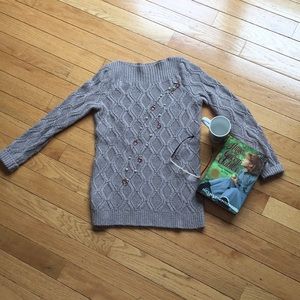 Loft taupe cable design tunic sweater - Size Small